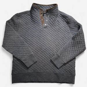 Grey Quilted Quarter Zip Pullover Sweatshirt (Size Medium)